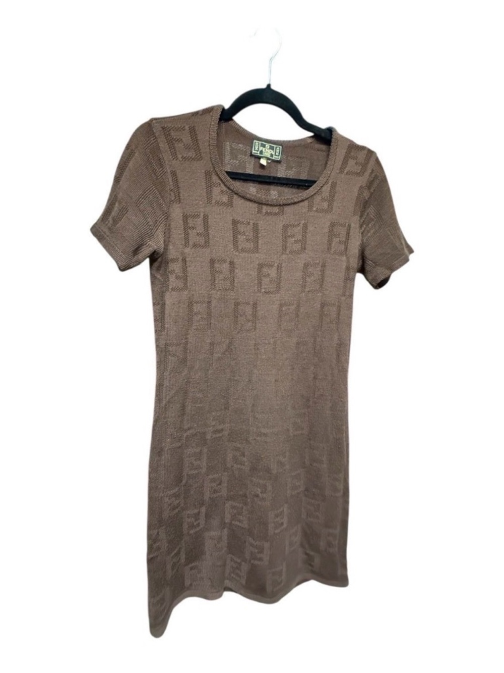 Fendi Brown FF Logo Knit Mini Dress - Picture 1 of 1